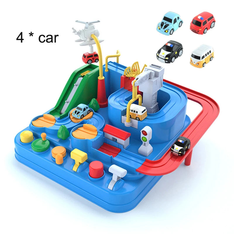 Modelo de vagão de corrida brinquedos educativos para crianças, Pista, Jogo de Aventura, Cérebro, Mecânico, Interativo, Trem, Animais, Espaço, Foguete