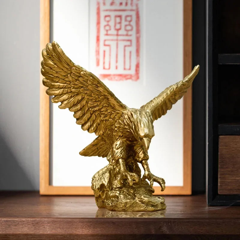 Águia dourada de Resina Nordica , estatuetas de animais falcão estátua artesanato escultura ornamento casa sala estar escritório desktop gabinete decoração