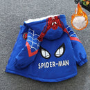 Capa infantil de algodão acolchoado do homem-aranha, casaco grosso, casacos longos, Casacos, Quente, Adolescente, Meninos, Crianças, Desenhos animados, Inverno
