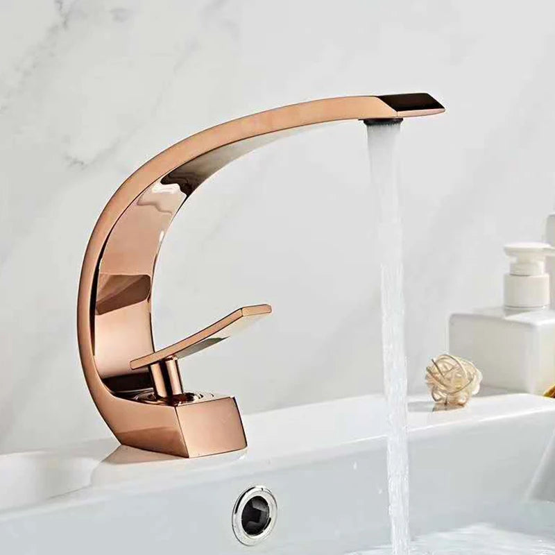 Torneira de lavatório para banheiro, misturador de água fria e quente, torneira para pia, ouro, rosa, branco e preto