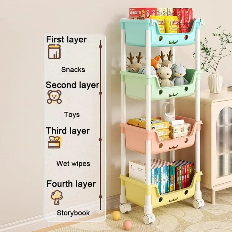 Organizador de brinquedos para crianças, estante, fofo, várias utilidades