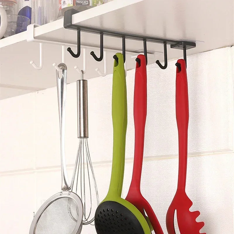 Ganchos organizadores para Cozinha, Suporte para Canecas e Xícaras, Gabinete de plástico, Ganchos Multifunções, 6 Ganchos