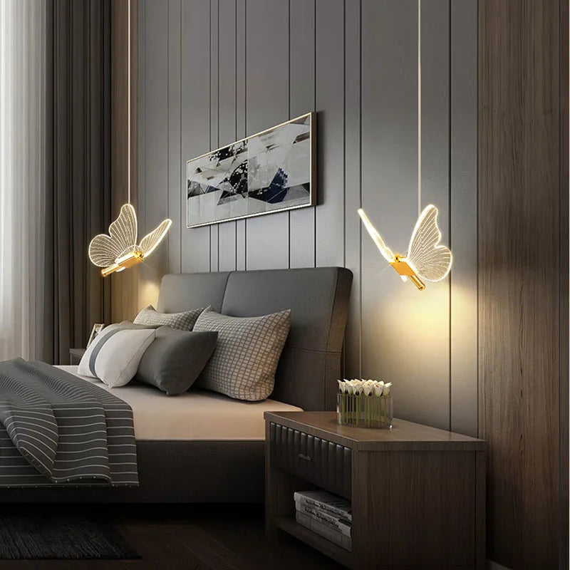 Lustre LED de borboleta, Lustre, Luminária, Cozinha, Cabeceira, Sala de Estar, Decoração, Nórdico, Lâmpadas de teto