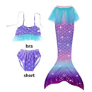 Conjunto de 3 Peças de Fantasia de Sereia para Meninas - Maiô Infantil para Festa na Piscina e Cosplay (4 a 13 anos)