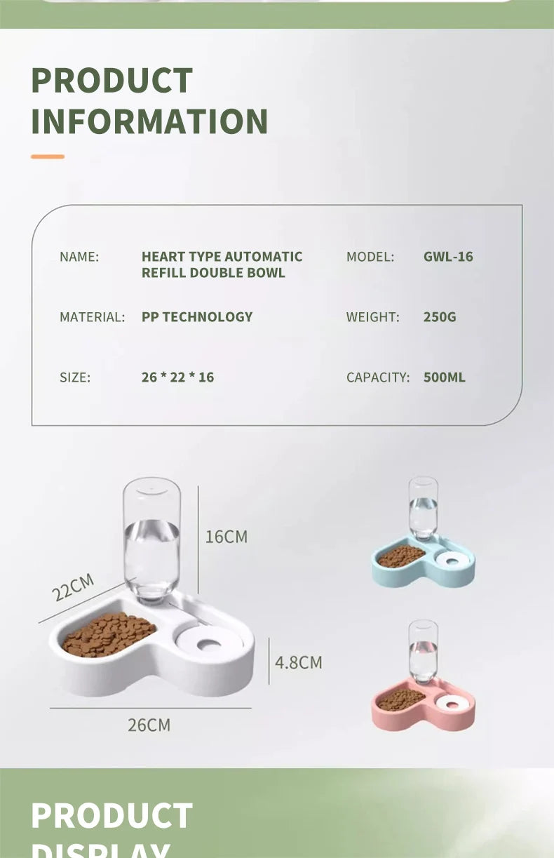 Tigela dupla para cães e gatos - Conjunto de tigela para animais de estimação e comida com tigela de alimentação para animais de estimação adequada para gatos e cães pequenos