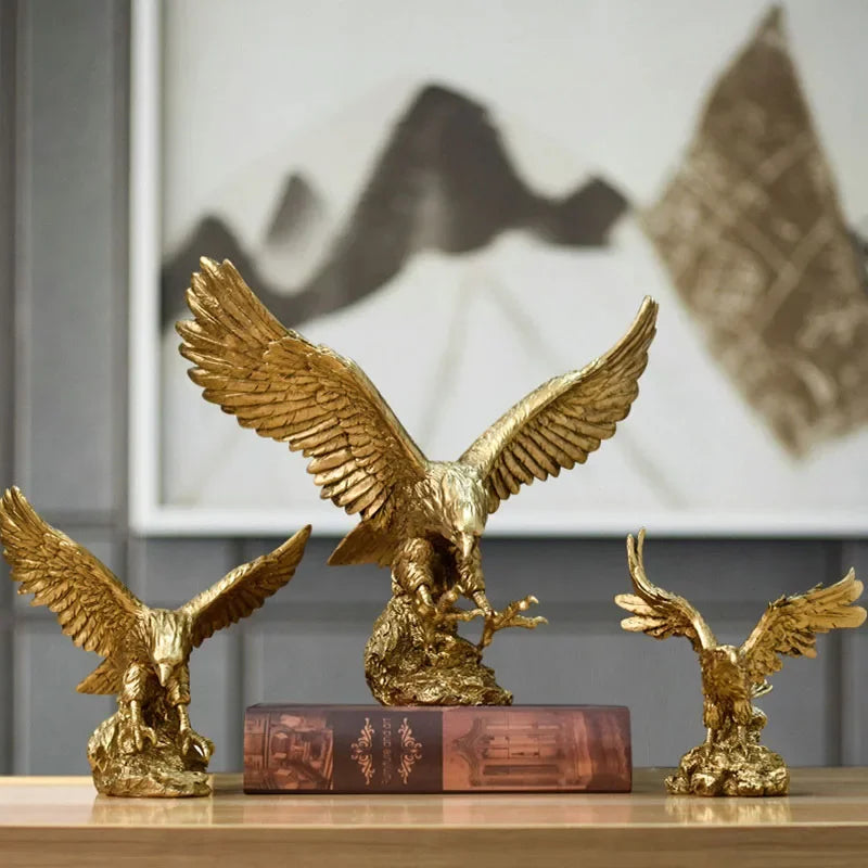 Águia dourada de Resina Nordica , estatuetas de animais falcão estátua artesanato escultura ornamento casa sala estar escritório desktop gabinete decoração
