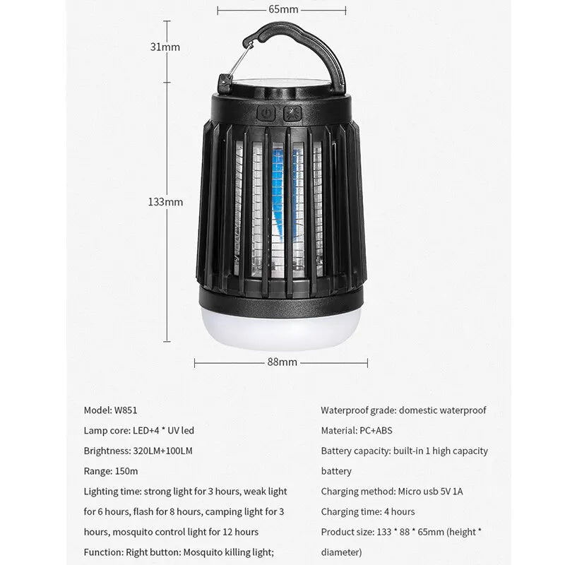 Lâmpada elétrica mata-mosquito, luz UV, armadilha para insetos