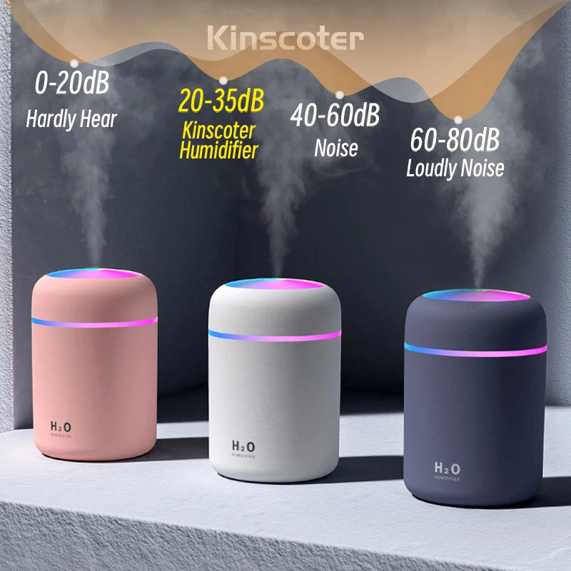Mini Umidificador de Ar Portátil, Difusor de Aroma USB, Névoa para Quarto, Casa, Carro, Purificador de Plantas, 300ml