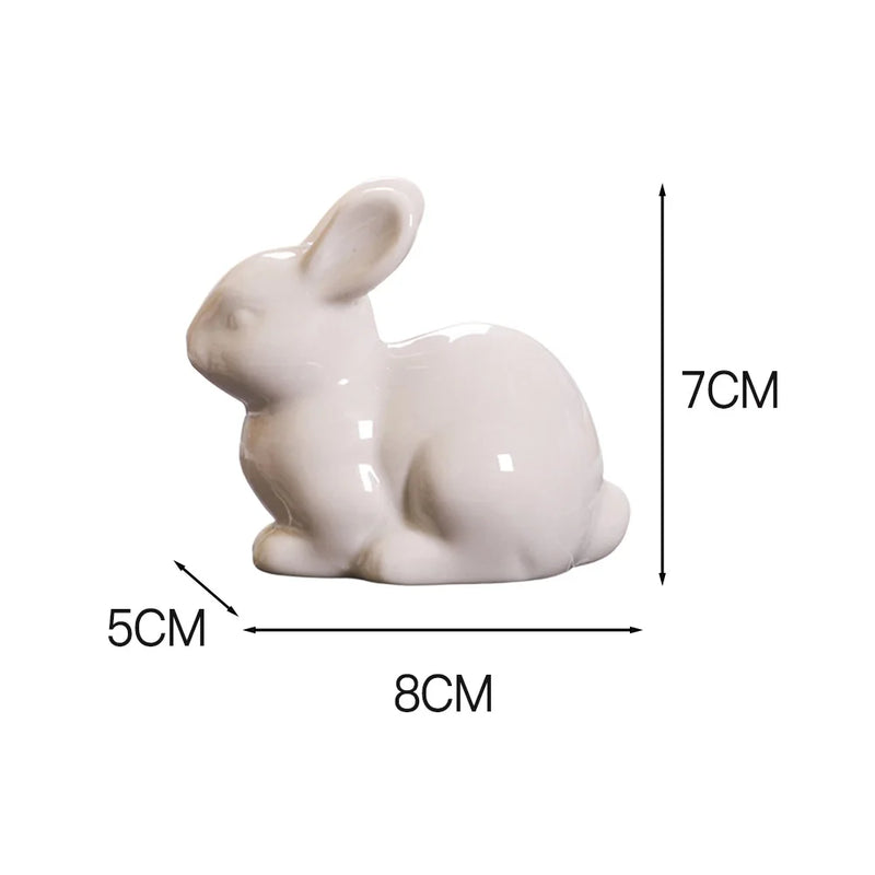 Miniatura de Coelho em Cerâmica – Decoração Encantadora para Casa, Presente de Páscoa e Artesanato