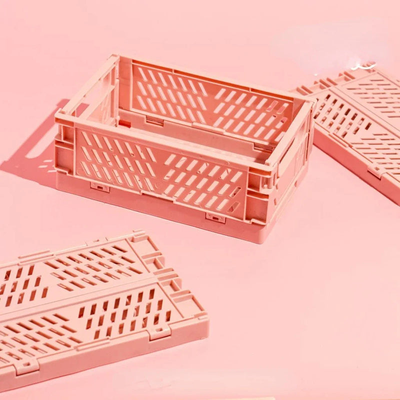 Caixa de armazenamento dobrável de plástico, organizador portátil, ideal para maquiagem, joias e brinquedos