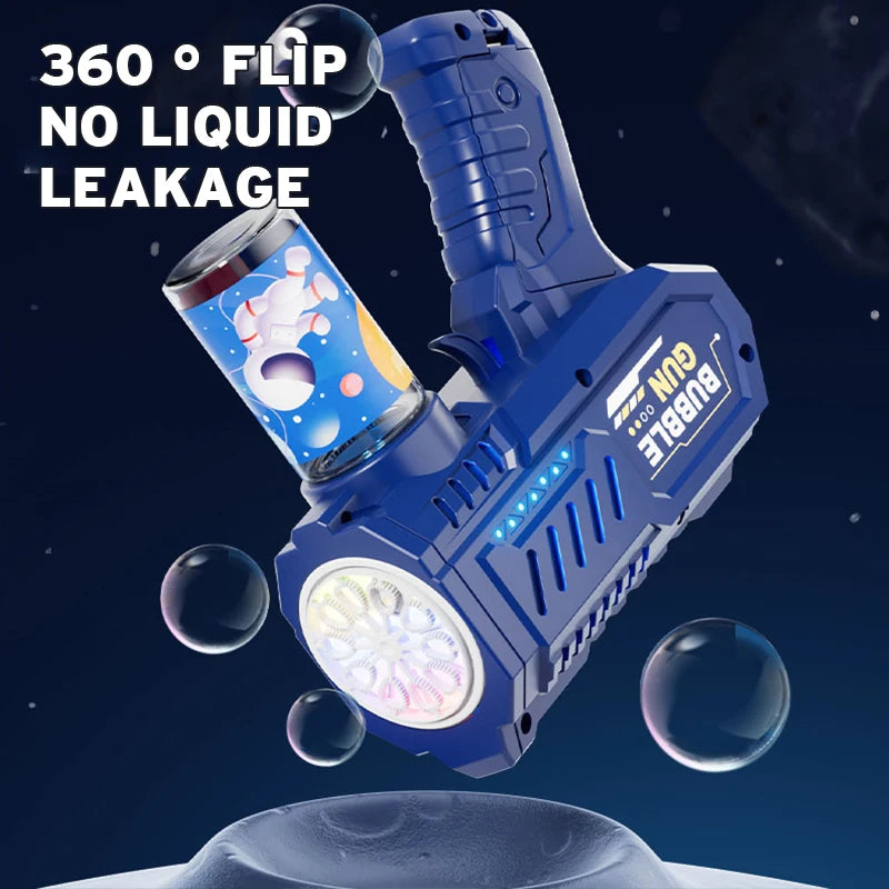 Máquina de bolhas para crianças totalmente automática, brinquedo luminoso, arma de bolhas, bastão de bolhas, sem bateria, sem bolha de água
