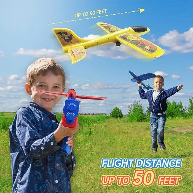 Brinquedos de avião catapultado para crianças, aviões lançadores, tiro artilheiro, brinquedos ao ar livre para meninos e meninas, presentes de aniversário e Natal