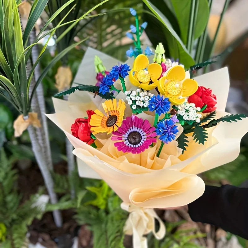 Buquê de Flores Silvestres Blocos de Construção, Decoração de Plantas Criativa Home Desk, Montar Brinquedos, Presente para Menina, Compatível 10313, 939Pcs