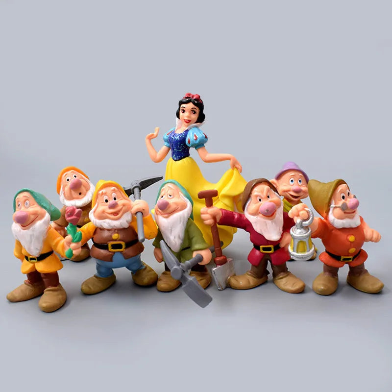 Branca de Neve e os Sete Anões para Crianças, Princesa da Neve, Coleção Bonecas, Brinquedos para Meninas, 8 peças por conjunto