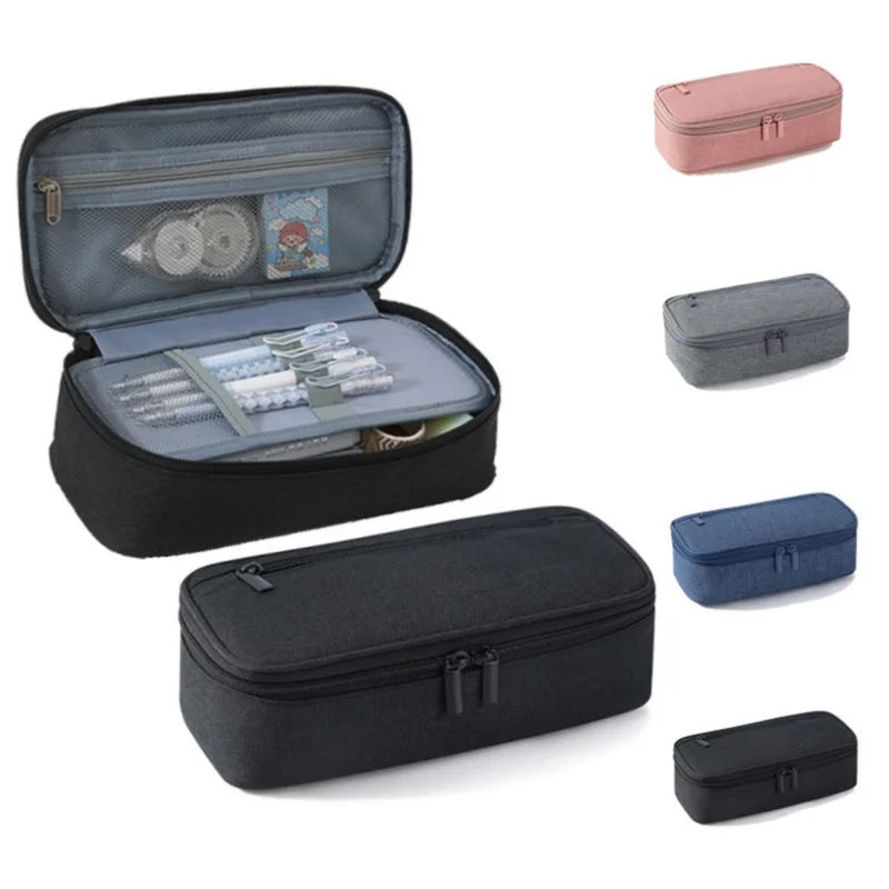 Estojo de Armazenamento para Canetas – Estojo de Lápis 2 Camadas com Grande Capacidade para Maquiagem e Material Escolar