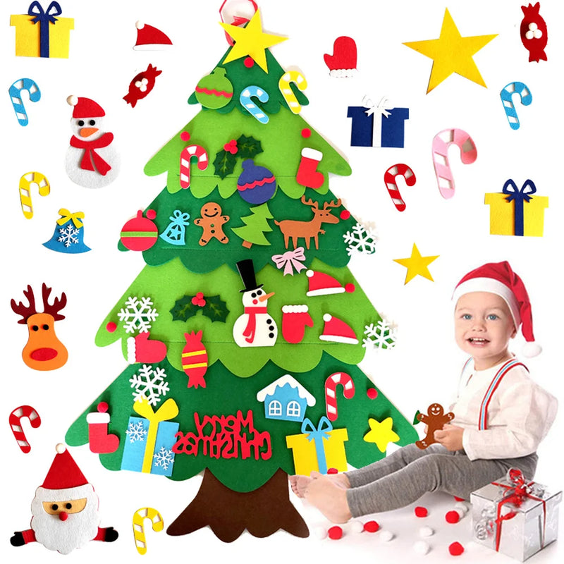 Árvore de Natal de feltro DIY Decoração de Natal para casa / Ano Novo Enfeites de Natal Papai Noel Presentes de Natal para crianças