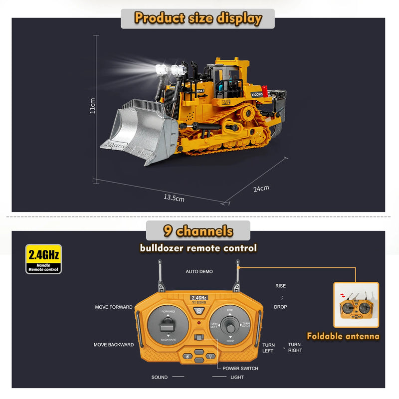 Escavadeiras RC, Brinquedos de Construção para Crianças, Controle Remoto, Veículo De Engenharia, Presentes de Natal e Aniversário, Caminhão Basculante, 2.4G