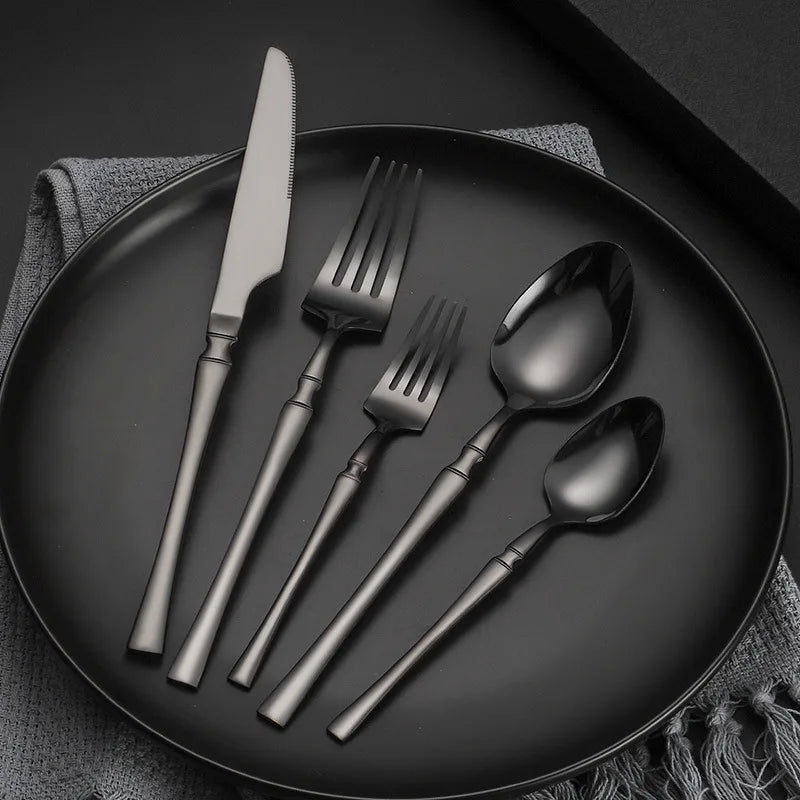 Talheres de aço inoxidável, faca e garfo, colher de sobremesa, almoço e jantar, restaurante ou cozinha, 30pcs