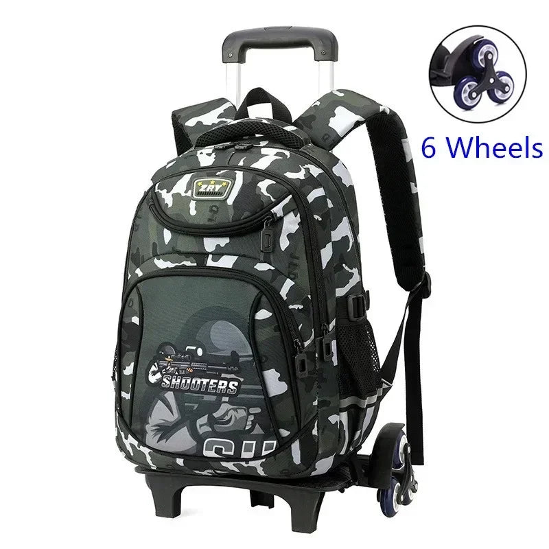 Mochila Escolar Infantil com Rodinhas para Meninos – Mochila Trolley com Rodas