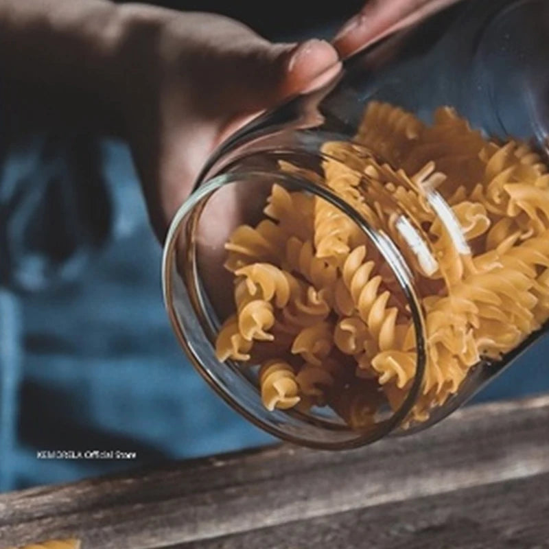 Vidro para alimentos com tampa, armazenamento de cozinha, frascos, recipiente para grãos