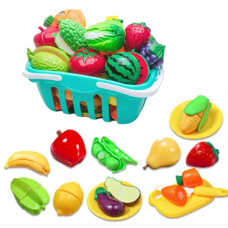 Conjunto de frutas e legumes para crianças, brinquedos de cozinha para meninos e meninas, presentes de Natal