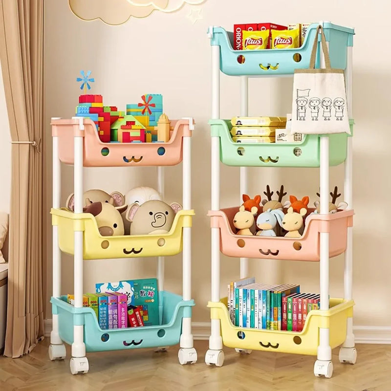 Organizador de brinquedos para crianças, estante, fofo, várias utilidades