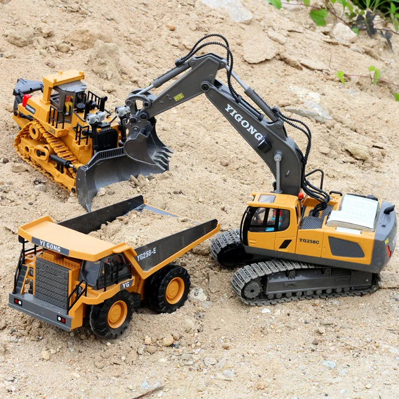 Escavadeiras RC, Brinquedos de Construção para Crianças, Controle Remoto, Veículo De Engenharia, Presentes de Natal e Aniversário, Caminhão Basculante, 2.4G