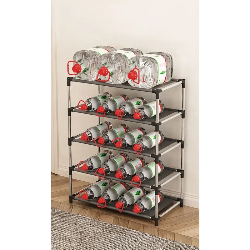 Sapateira de metal elegante, organizador simples de calçados, suporte que economiza espaço, prateleira preta para sala de estar