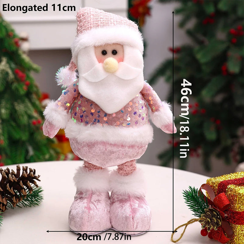 Boneco de Papai Noel, Boneco de Neve e Rena com Lantejoulas Rosas – Decoração de Natal, Adorno de Janelas, Suprimentos e Enfeites / 1 peça