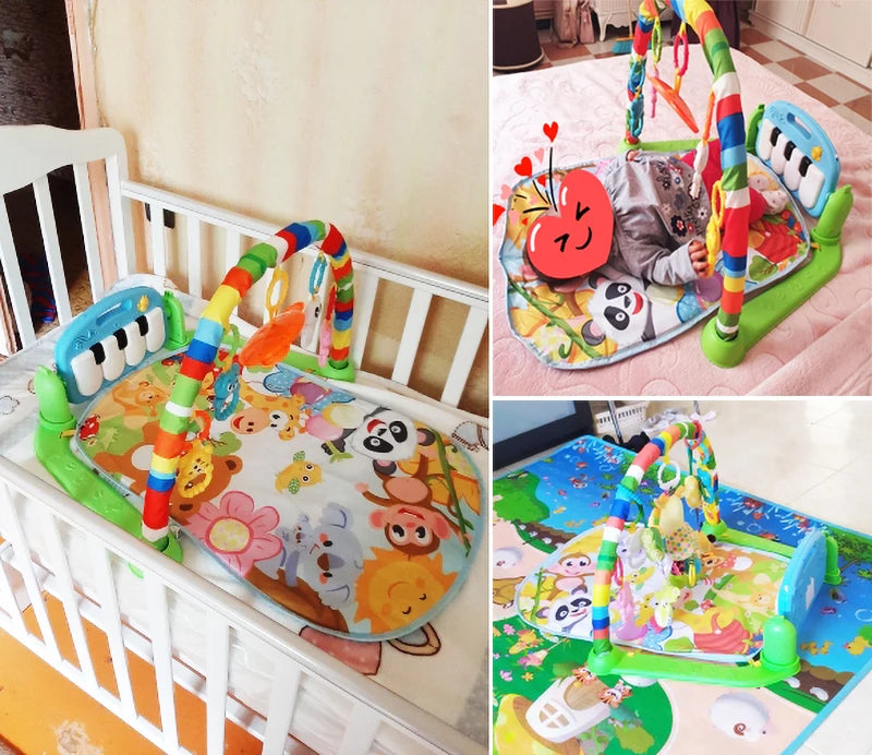 Musical atividade do bebê ginásio rack de jogo tapete do miúdo tapete de quebra-cabeça piano teclado infantil playmat rastejando almofada de jogo brinquedo do bebê presente