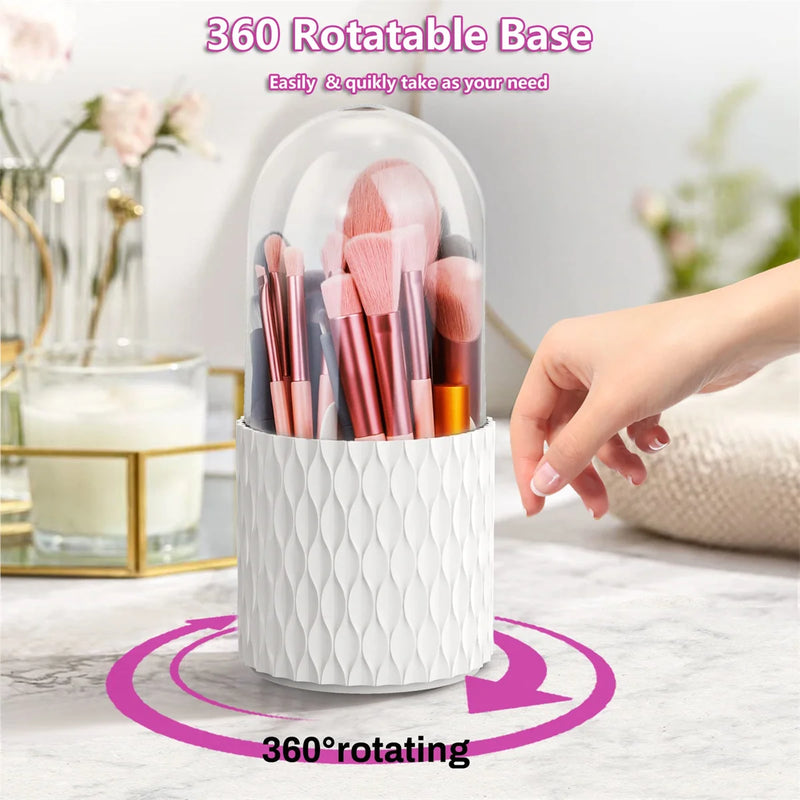 Organizador de Cosméticos com Tampa, Grande Capacidade, Caixa Titular para Caneta, 360 Rotativa, maquiagem
