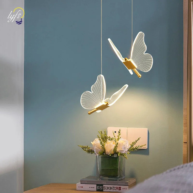 Lustre LED de borboleta, Lustre, Luminária, Cozinha, Cabeceira, Sala de Estar, Decoração, Nórdico, Lâmpadas de teto