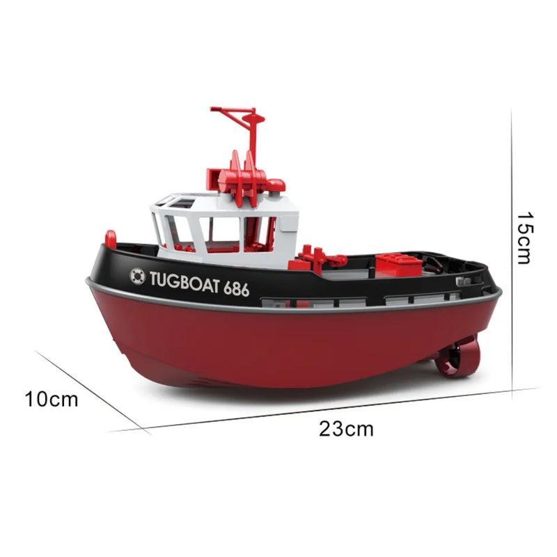 Barco RC de Brinquedo, 2.4G, 1/72, Poderoso Motor Duplo, Longo Alcance, Controle Remoto Elétrico Sem Fio, Modelo Rebocador, Brinquedos para Meninos, Presente
