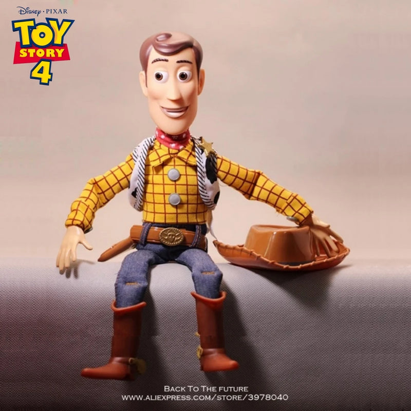 Disney Toy Story 4 Figuras de ação falantes para crianças, Woody, Buzz, Jessie, Rex, decoração de anime, estátua colecionável, modelo de brinquedo, presente