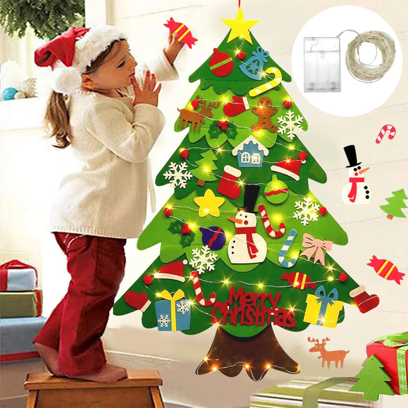 Árvore de Natal de feltro DIY Decoração de Natal para casa / Ano Novo Enfeites de Natal Papai Noel Presentes de Natal para crianças