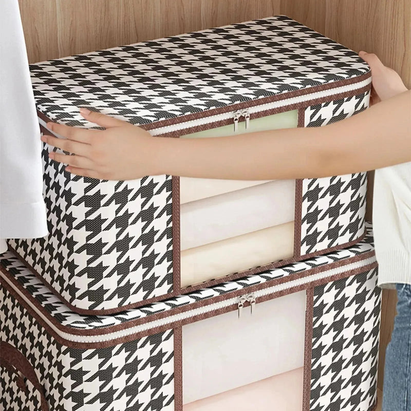 Caixa de armazenamento portátil de grande capacidade, organizador de roupas com alças, dobrável, proteção contra poeira, com Zipper