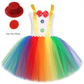 Fantasia de Palhaço Arco-Íris para Meninas - Vestido Tutu Divertido para Halloween, Aniversário e Carnaval