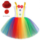 Fantasia de Palhaço Arco-Íris para Meninas - Vestido Tutu Divertido para Halloween, Aniversário e Carnaval
