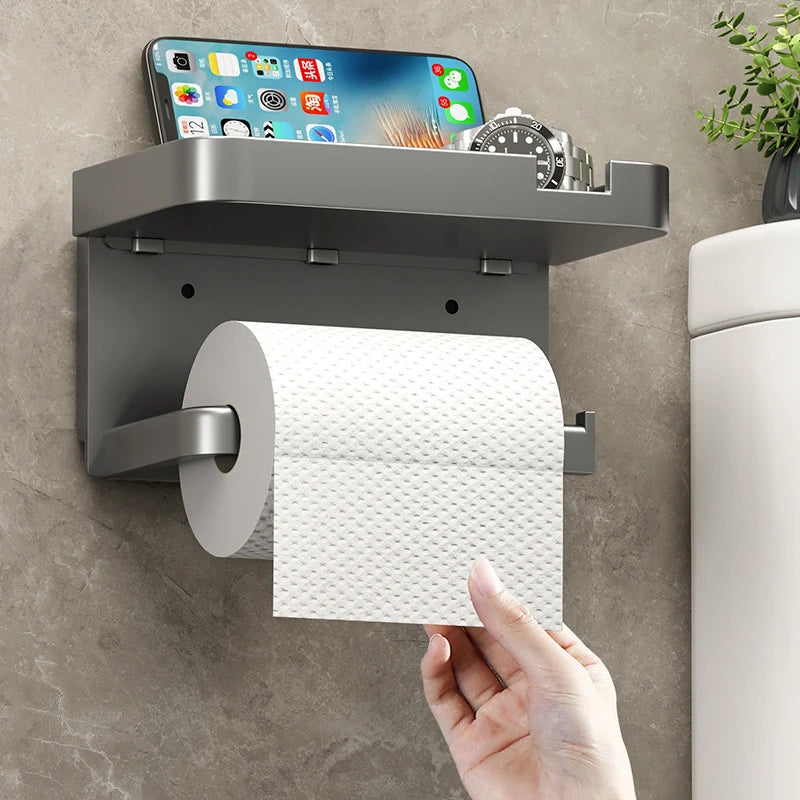Suporte De Rolo De Papel Higiênico De Parede, Bandeja De Armazenamento, Organizador, Suporte Do Telefone, Acessórios Do Banheiro