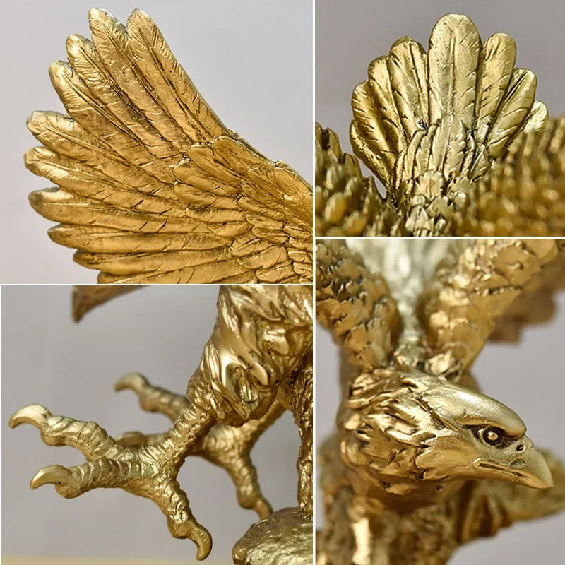 Águia dourada de Resina Nordica , estatuetas de animais falcão estátua artesanato escultura ornamento casa sala estar escritório desktop gabinete decoração