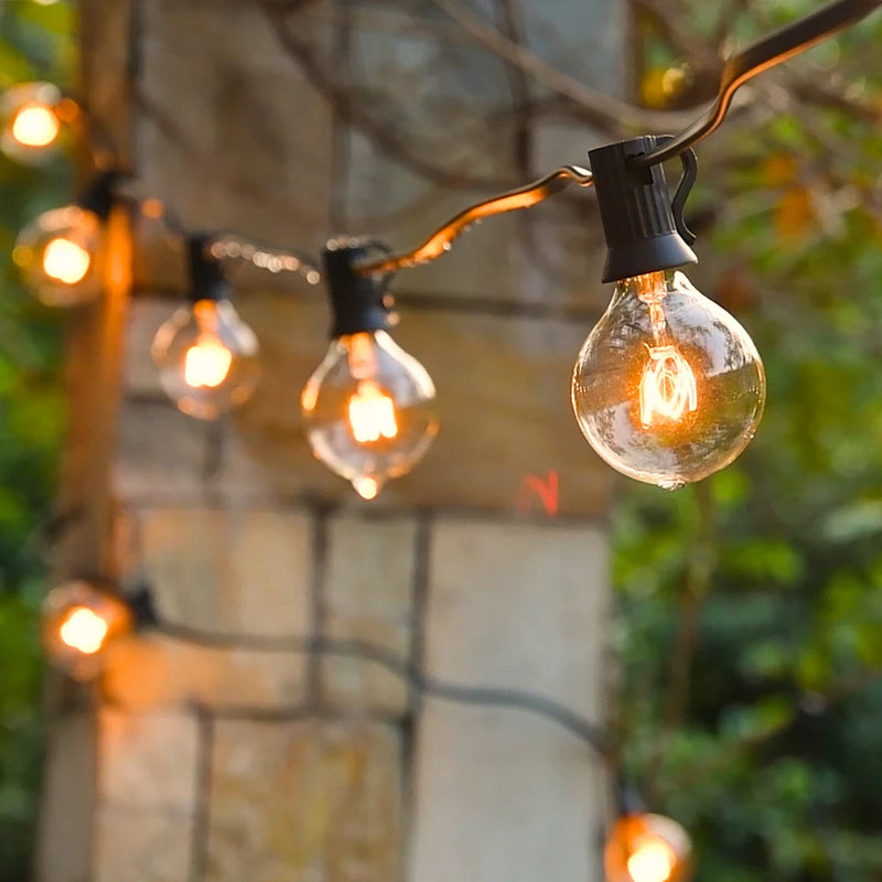 Cordão de Luzes G40 para Exterior - 10m de Luzes de Festão para Decoração de Natal, Casamentos e Jardins