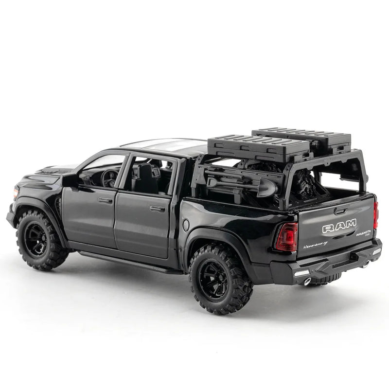 Modelo de carro captador de liga DODGE-Mamute 1000 TRX, metal fundido, veículo off-road, simulação de luz e luz, presente para crianças, 1:32
