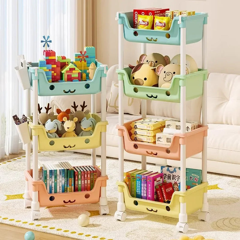 Organizador de brinquedos para crianças, estante, fofo, várias utilidades