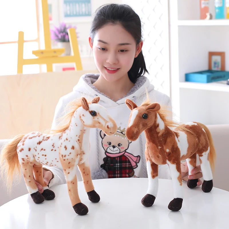 Brinquedos infantis, bicho de pelúcia fofo, zebra, cavalo realista macio, presente de aniversário, 30cm