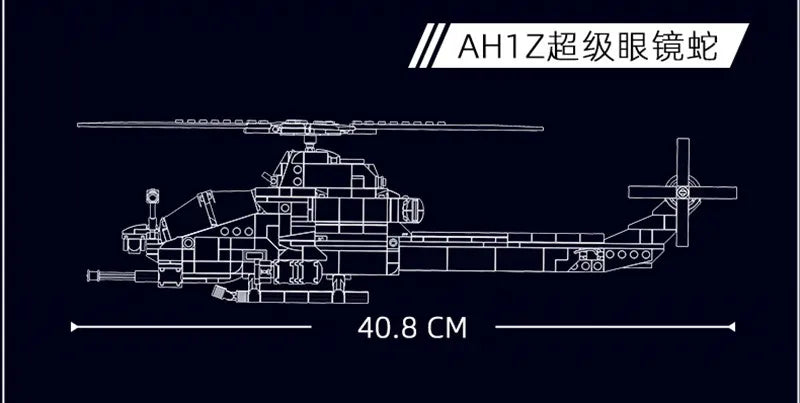 Blocos de construção de aviação da Força Aérea Brinquedos para Meninos, Avião, Helicóptero Gunship, Guerra Arma Tijolos, AH-1Z VIPER, 482 unidades