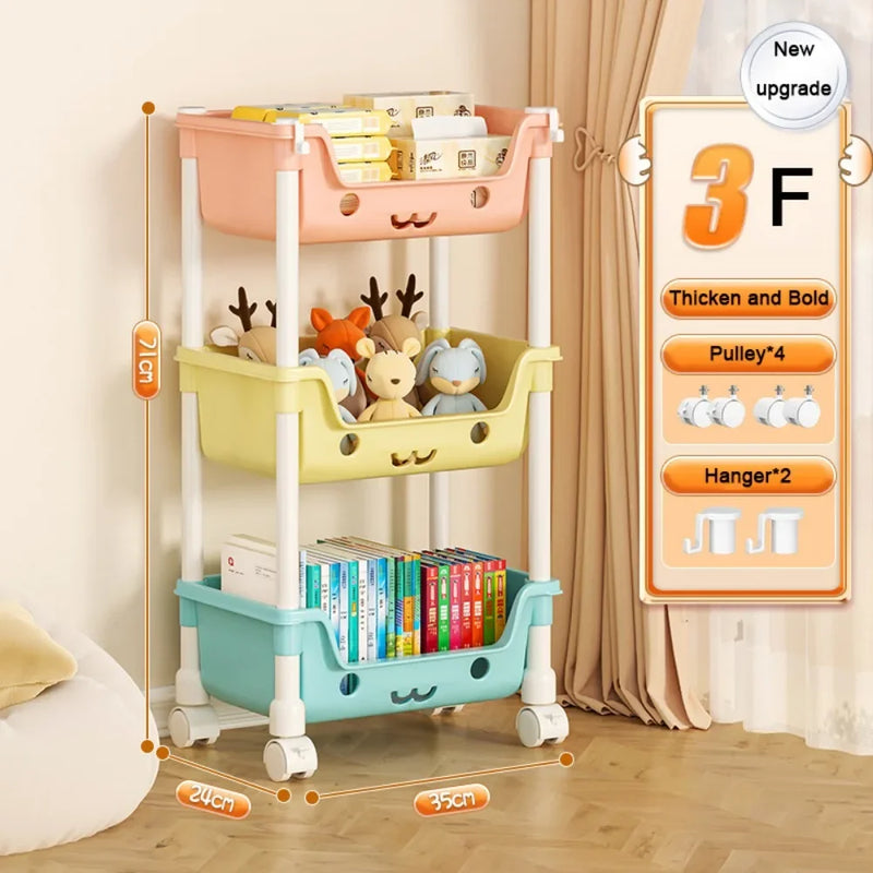 Organizador de brinquedos para crianças, estante, fofo, várias utilidades