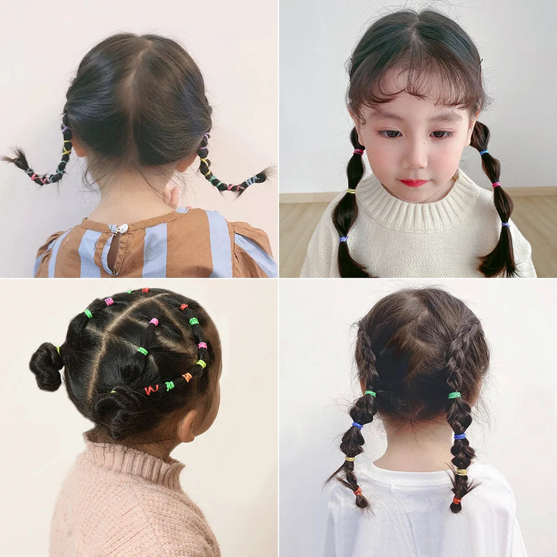 Maria-Chiquinha elástica para Meninas, Laços de cabelo coloridos, rabo de cavalo, Acessórios para o cabelo, miúdo, 450pcs
