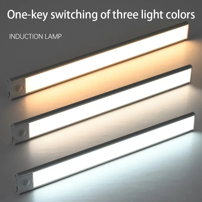 Luz noturna LED sem fio com sensor de movimento, Lâmpada para Armário, USB, 20 cm, 30 cm, 40 cm, 60cm