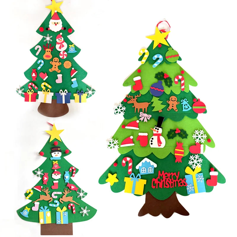 Árvore de Natal de feltro DIY Decoração de Natal para casa / Ano Novo Enfeites de Natal Papai Noel Presentes de Natal para crianças