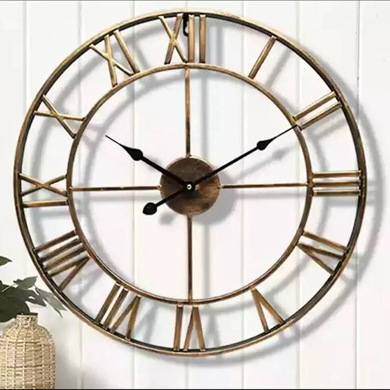 Moderno 3D grandes relógios de parede numerais romanos retro redondo metal ferro preciso silencioso nórdico pendurado ornamento decoração da sala estar